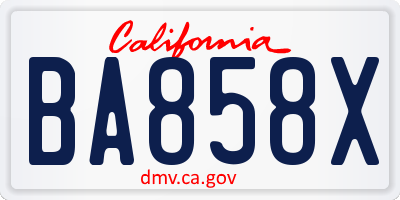 CA license plate BA858X