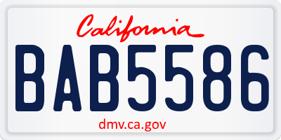 CA license plate BAB5586