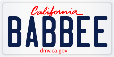 CA license plate BABBEE