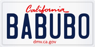 CA license plate BABUBO