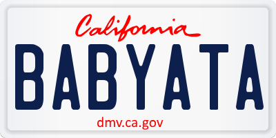 CA license plate BABYATA