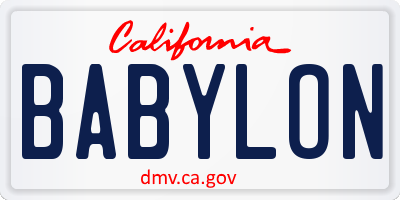 CA license plate BABYLON