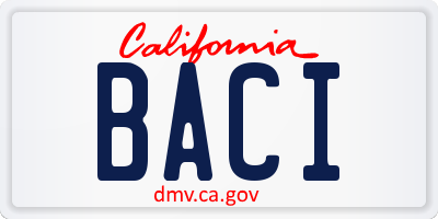 CA license plate BACI