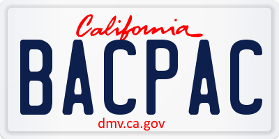 CA license plate BACPAC