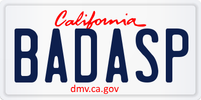 CA license plate BADASP