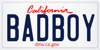 CA license plate BADBOY