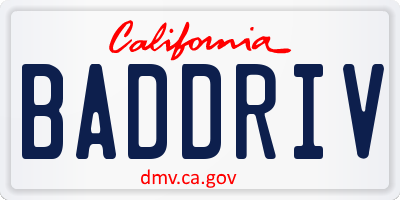 CA license plate BADDRIV