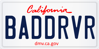 CA license plate BADDRVR