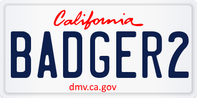 CA license plate BADGER2