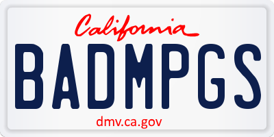 CA license plate BADMPGS