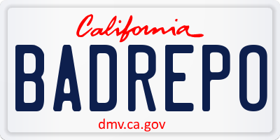 CA license plate BADREPO