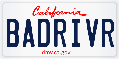 CA license plate BADRIVR