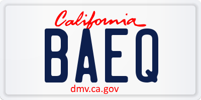 CA license plate BAEQ