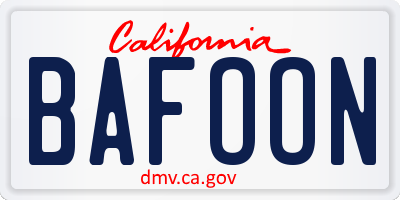 CA license plate BAFOON