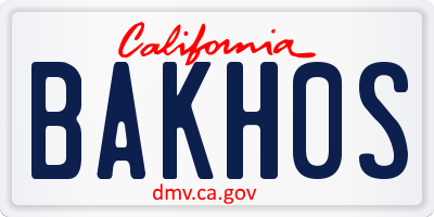 CA license plate BAKH0S