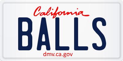 CA license plate BALLS