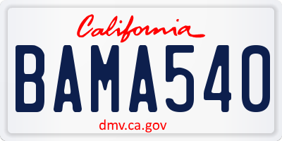 CA license plate BAMA540