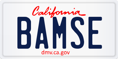 CA license plate BAMSE