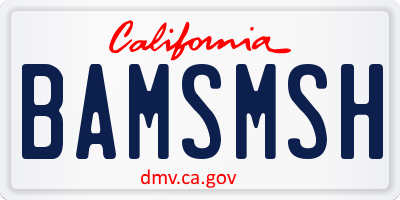 CA license plate BAMSMSH