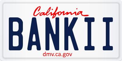 CA license plate BANKII