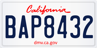 CA license plate BAP8432