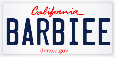 CA license plate BARBIEE