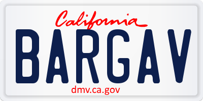 CA license plate BARGAV