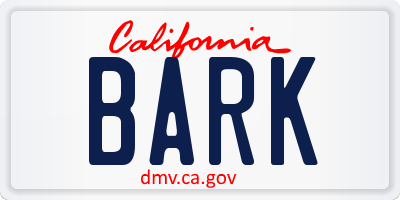 CA license plate BARK