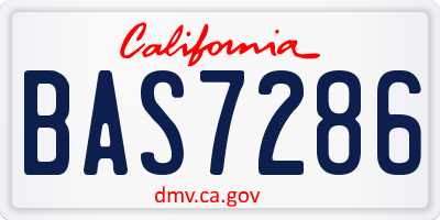 CA license plate BAS7286