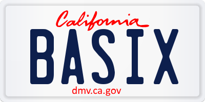 CA license plate BASIX