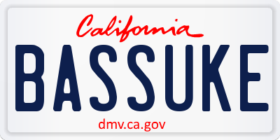 CA license plate BASSUKE