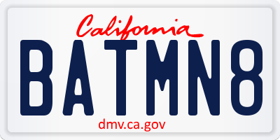 CA license plate BATMN8