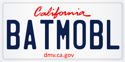 CA license plate BATMOBL