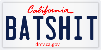 CA license plate BATSHIT