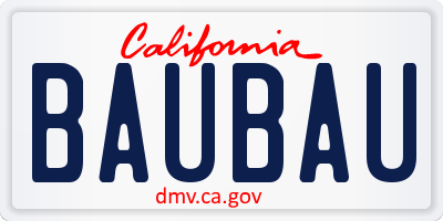 CA license plate BAUBAU