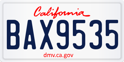 CA license plate BAX9535