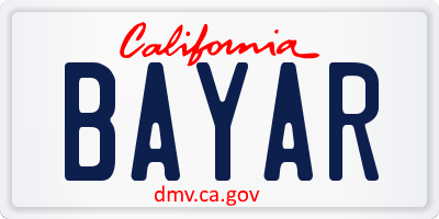 CA license plate BAYAR