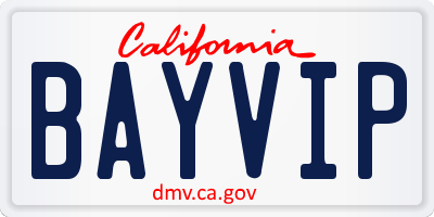 CA license plate BAYVIP