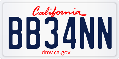 CA license plate BB34NN