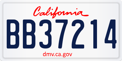 CA license plate BB37214