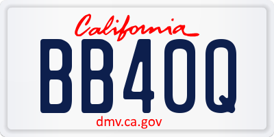 CA license plate BB40Q