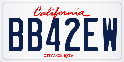 CA license plate BB42EW