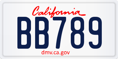 CA license plate BB789