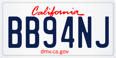 CA license plate BB94NJ