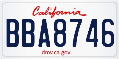 CA license plate BBA8746