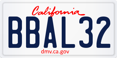 CA license plate BBAL32