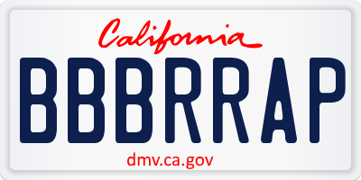 CA license plate BBBRRAP