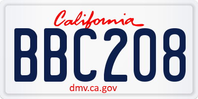 CA license plate BBC208