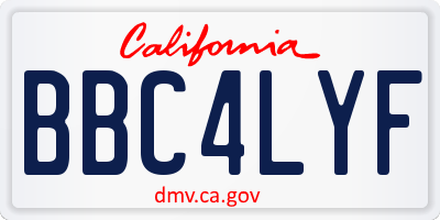 CA license plate BBC4LYF