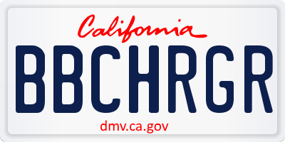 CA license plate BBCHRGR